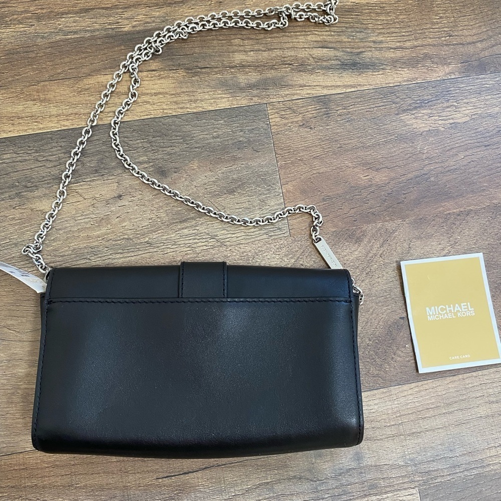 Michael Kors Black Clutch with Silver Chain - Picture 2 of 5